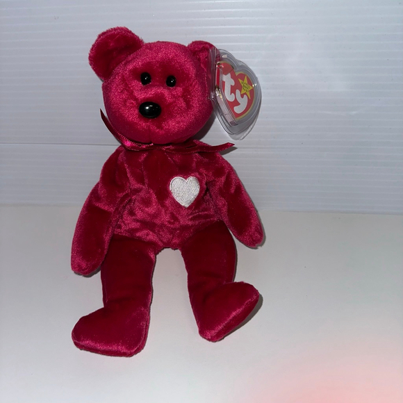 Ty Valentina Beanie Baby Bear Plush Toy Red Valentine's Day Canadian Tush NWT - Picture 1 of 16